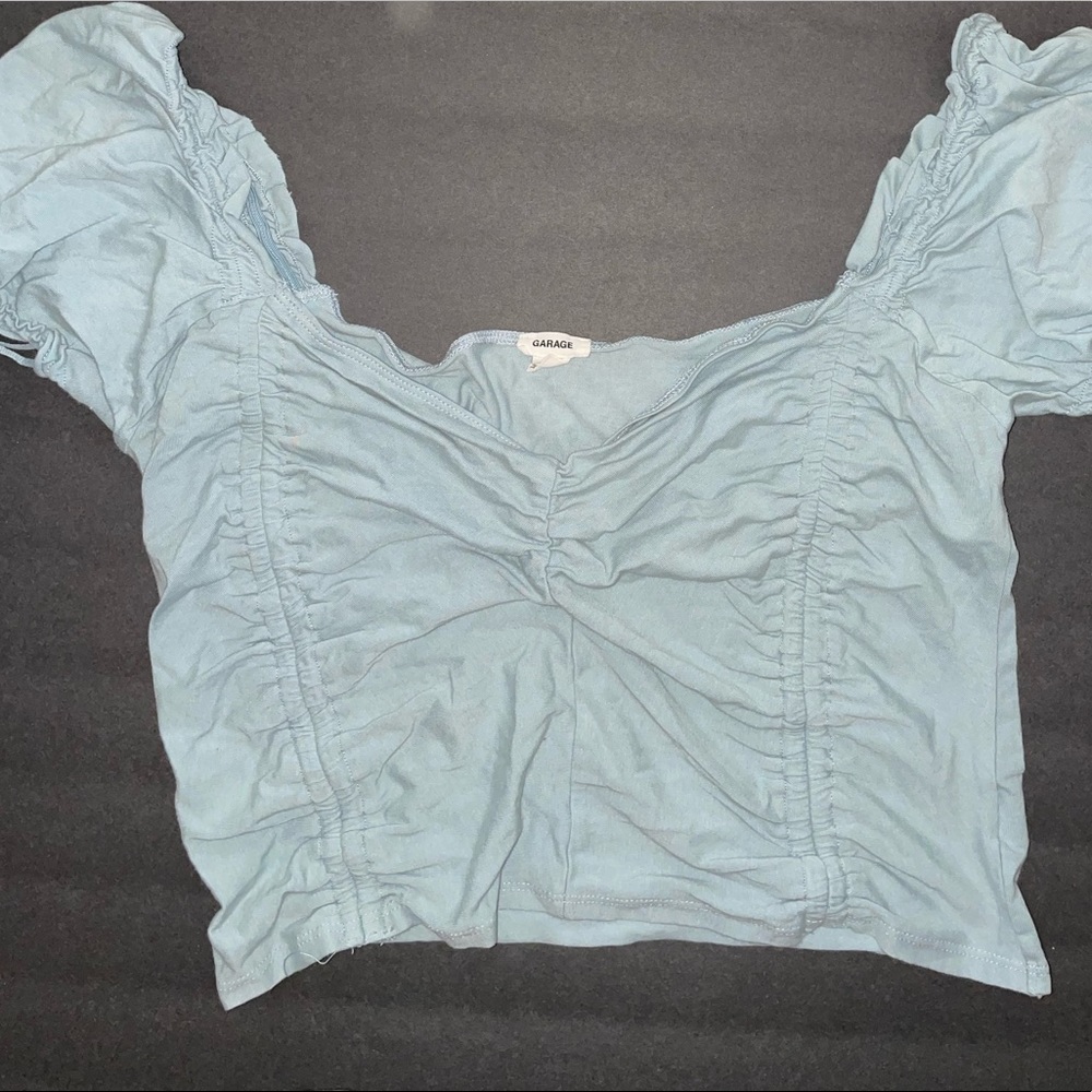 scrunchy puff sleeve crop top